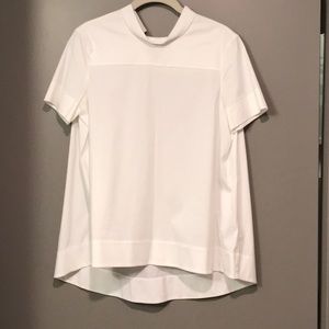 COS White Collared & Ribbon Neck High-low Top